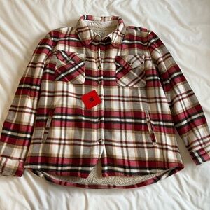 Plaid Teddy Button Up Jacket